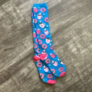 Girls Playful Blue and Pink Cupcake Knee-High Socks